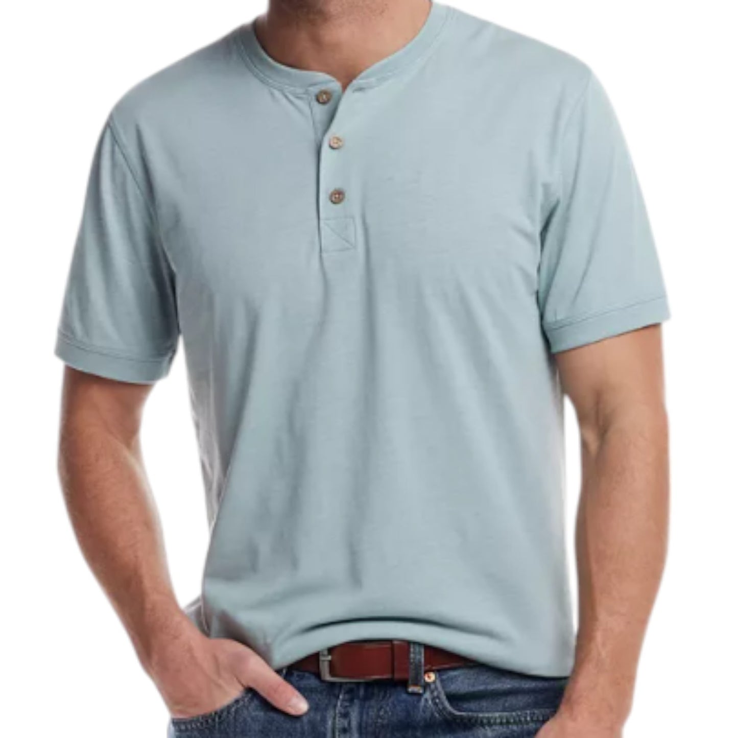 Weatherproof Vintage Men's Short Sleeve Melange Henley Shirt