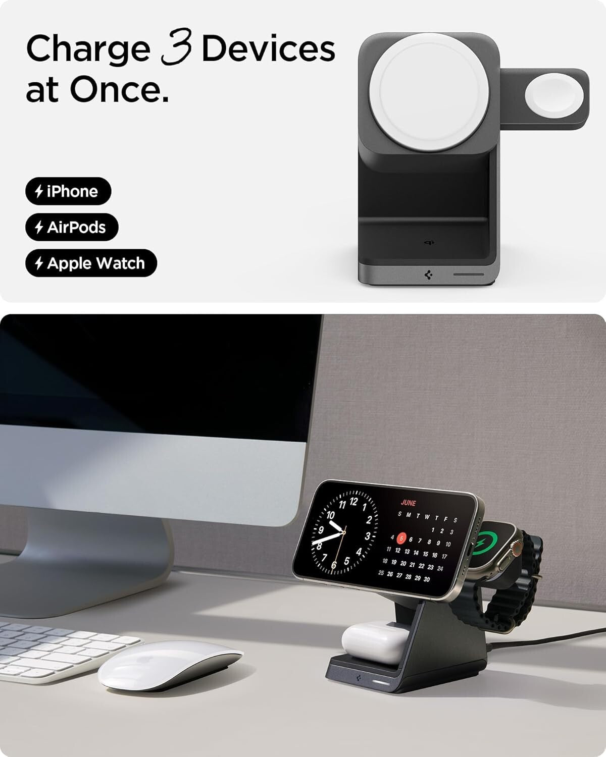 Spigen ArcField (MagFit+) 3 in 1 + a MagSafe Certified Charger Stand