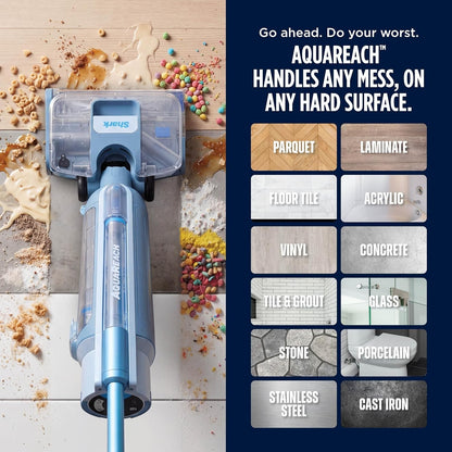 Shark AquaReach Cordless Vacuum Mop Extendable Wand Blue WD551  lightweight HEPA