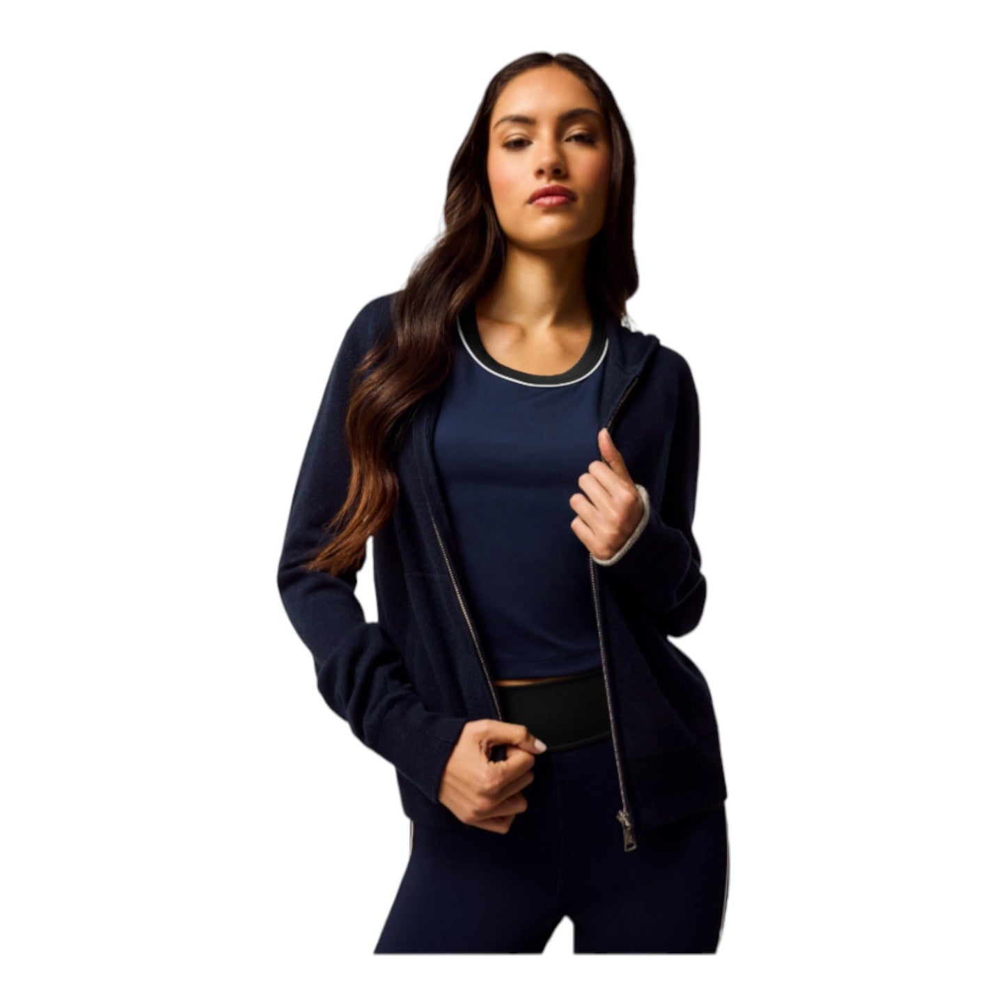 Women's Greyson Koko Full-Zip Hoodie Cashmere-Wool Zip-Up Cardigan, Maltese Blue
