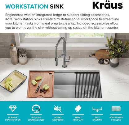 Kraus KWU110-36 Kore 36" Undermount Single Basin Stainless Steel - Stainless