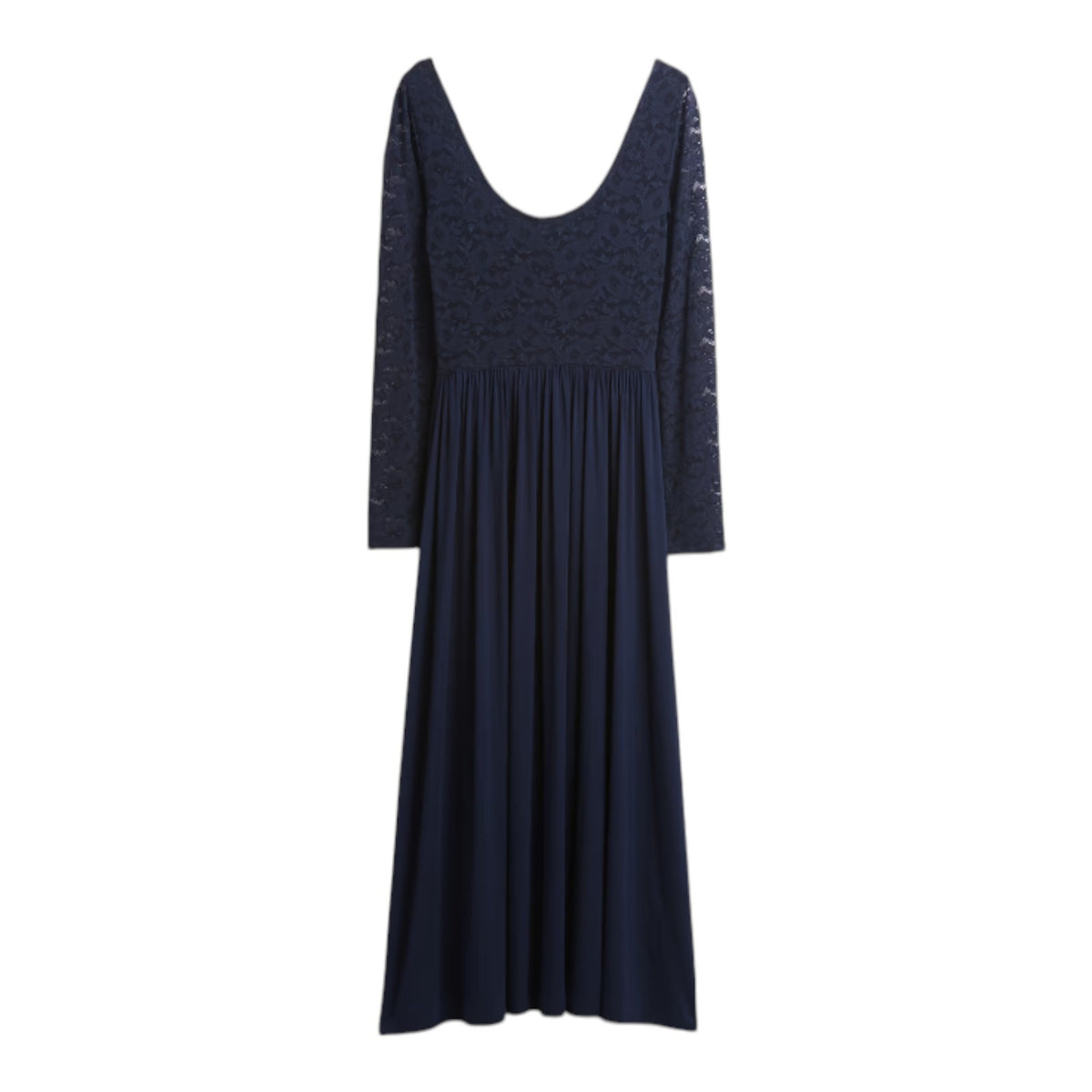 Gap Womens Size Medium Mixed Media Maxi Dress, Modern Mockneck Navy Blue Dress