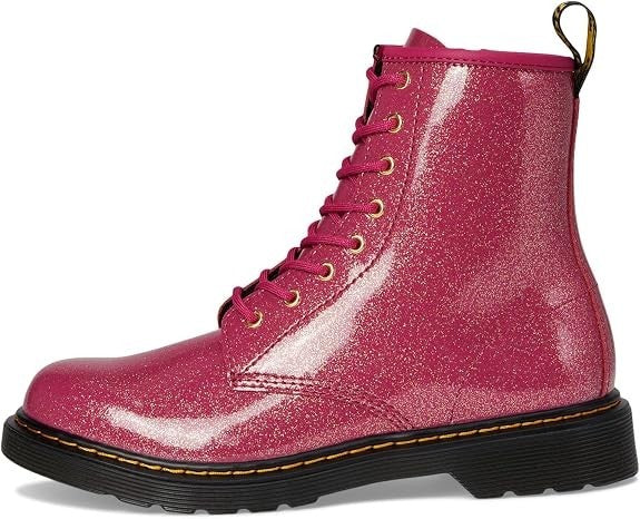 Dr. Martens unisex-child 1460 Lace Up Boot - Fuchsia/Silver/Gold Glitter - 5 Y