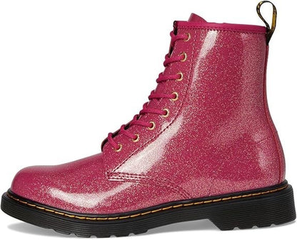 Dr. Martens unisex-child 1460 Lace Up Boot - Fuchsia/Silver/Gold Glitter - 5 Y