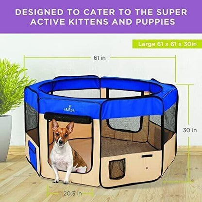 Dog Playpen Large 61"x61"x30" Pop Up Portable Playpen for Dogs and Cat, Folda...