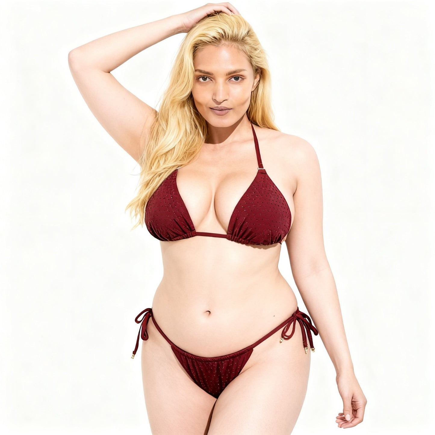 VICTORIA'S SECRET SWIM Side-Tie Itsy String Bikini Bottom, Red Pepper, Dark Chil