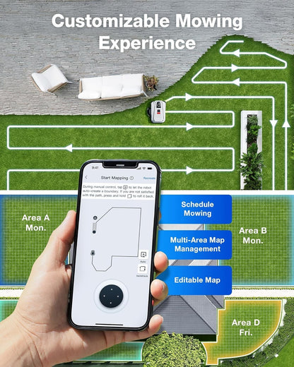 ECOVACS Goat A3000 LiDAR PRO Robotic Lawn Mower for Up to 0.75 Acre, 7.5Ah Ba...