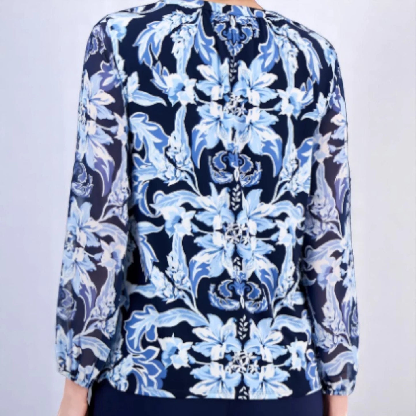 JM Collection Womens Floral Printed Top Blouse NWT