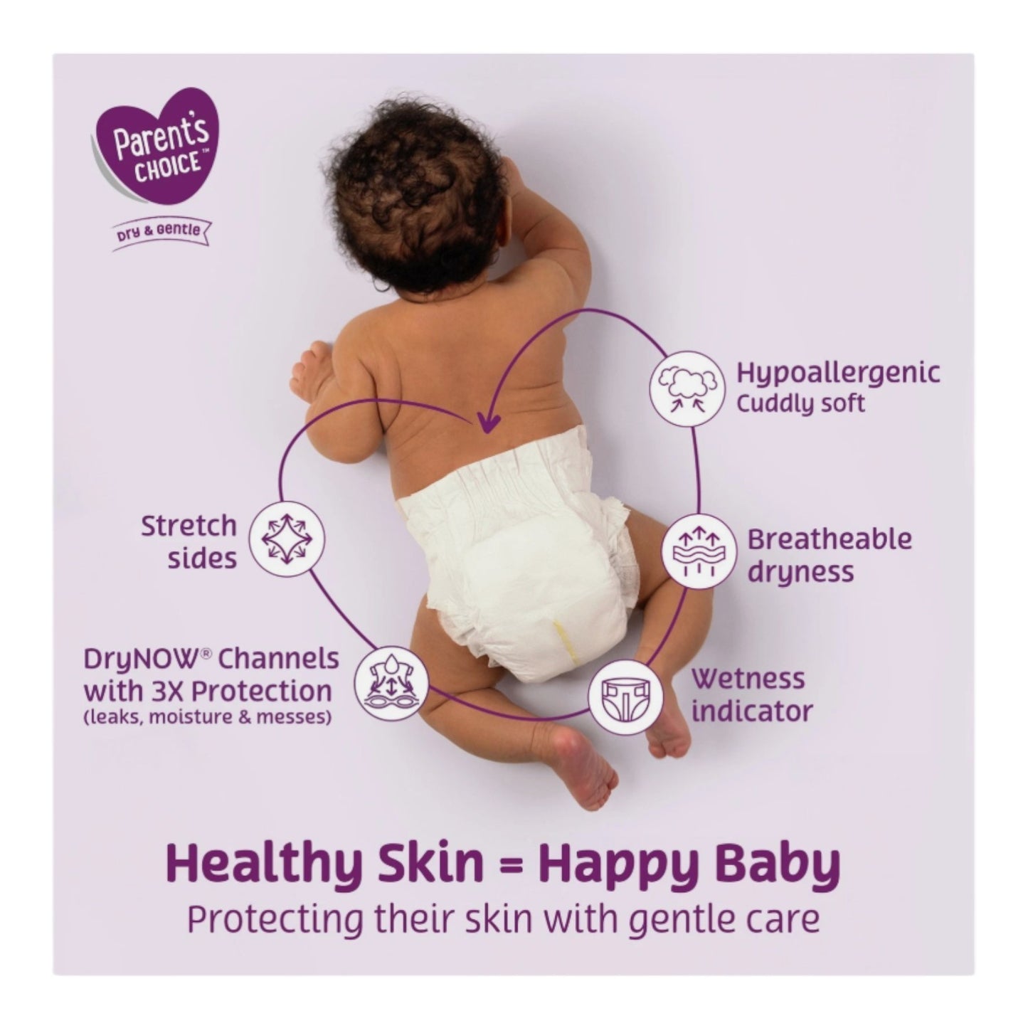 Parent's Choice Dry & Gentle Diapers Size 8, 64 Count (Select for More Options)