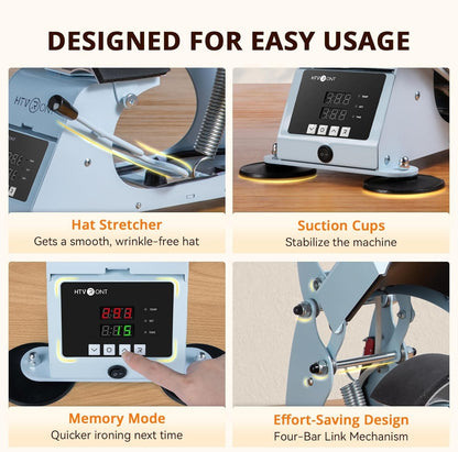 HTVRONT Manual Hat Heat Press Machine 2-in-1 for Caps/Hats Sublimation Printing