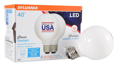 Sylvania G25 Globe Décor LED Light Bulb, 40W Equivalent Efficient 4W, Non-Dimma