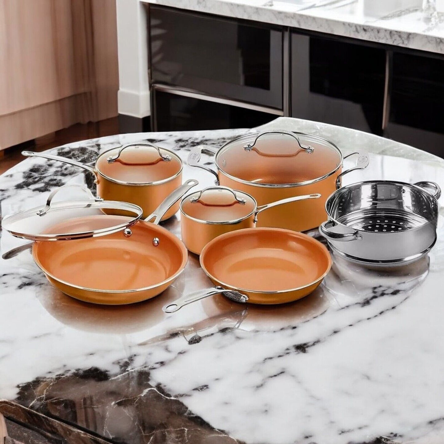 Gotham Steel 10 Piece Ultra Nonstick Ceramic Pots & Pans Kitchen Cookware Set