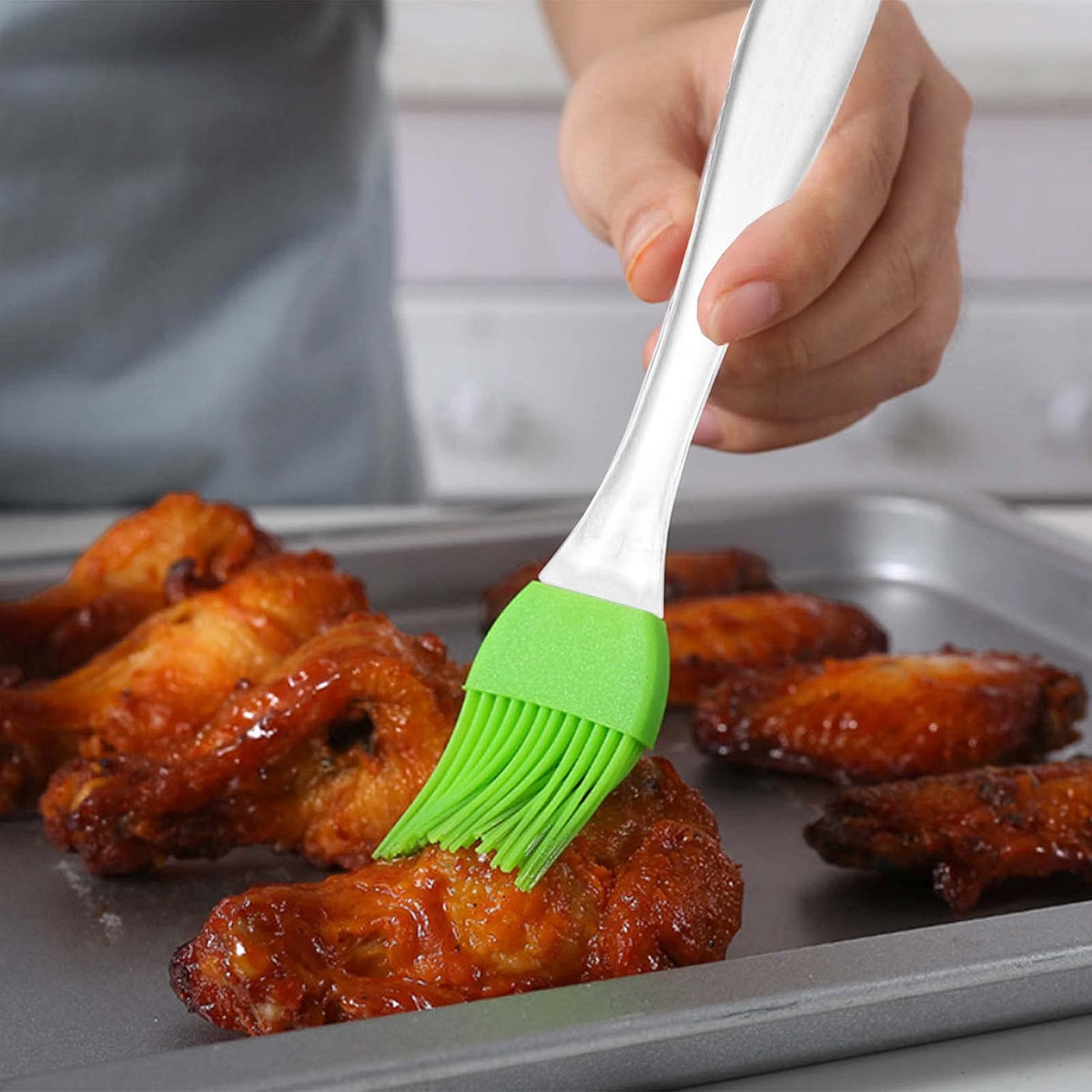 Norpro Flat Silicone Bristle Head Sauce Basting Brush - Multiple Colors