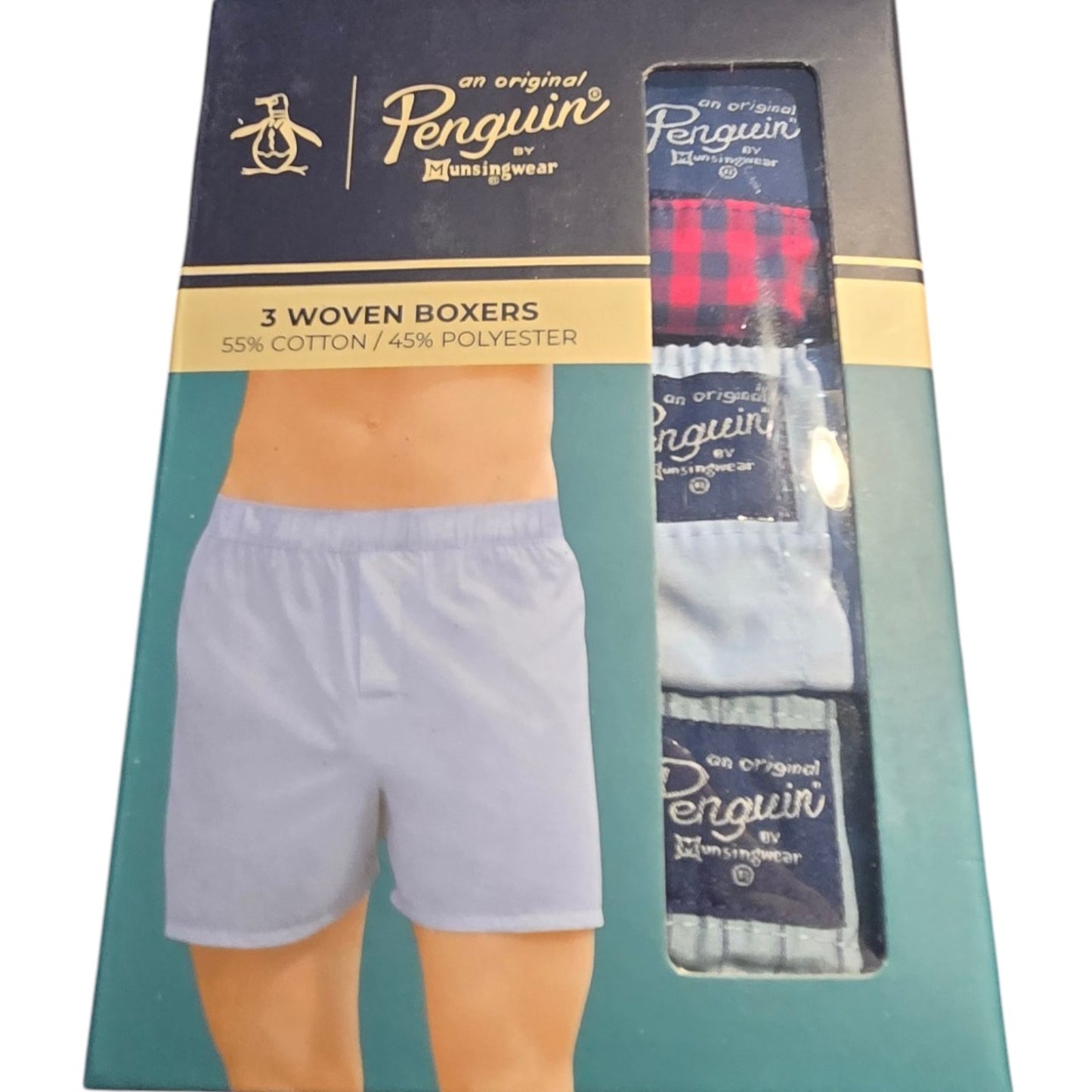 Penguin Munsingwear Men's Woven Stretch Multi-Color Boxers 3-Pack, S, M, L, XL
