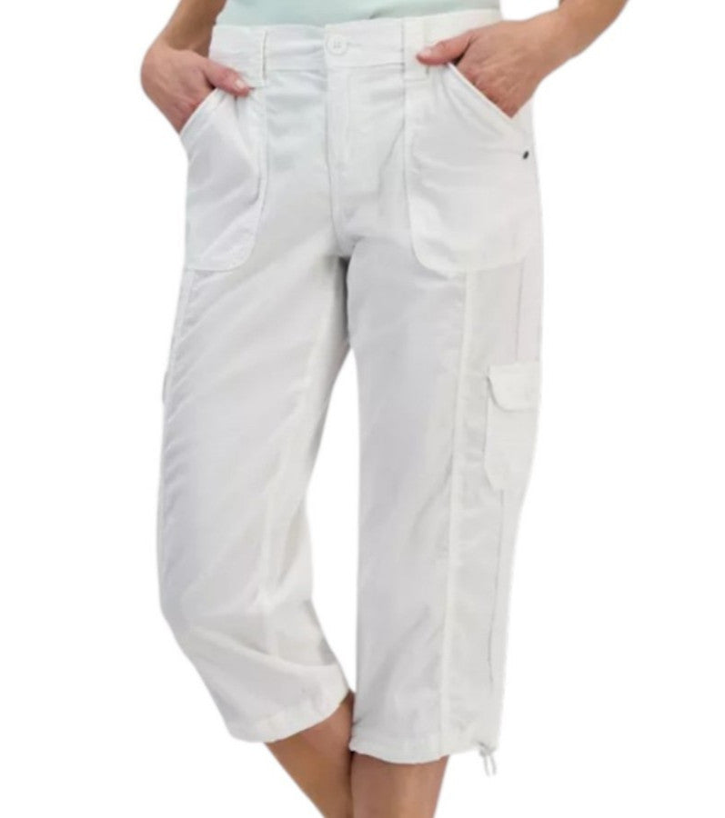 NWT Style & Co Women's Mid Rise Capri Cargo Pants - Bright White