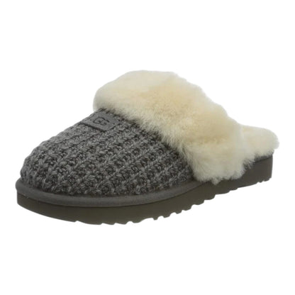 New 100% Authentic UGG Brand Women's Cozy Slippers Soft Knit Shoes, Charcoal