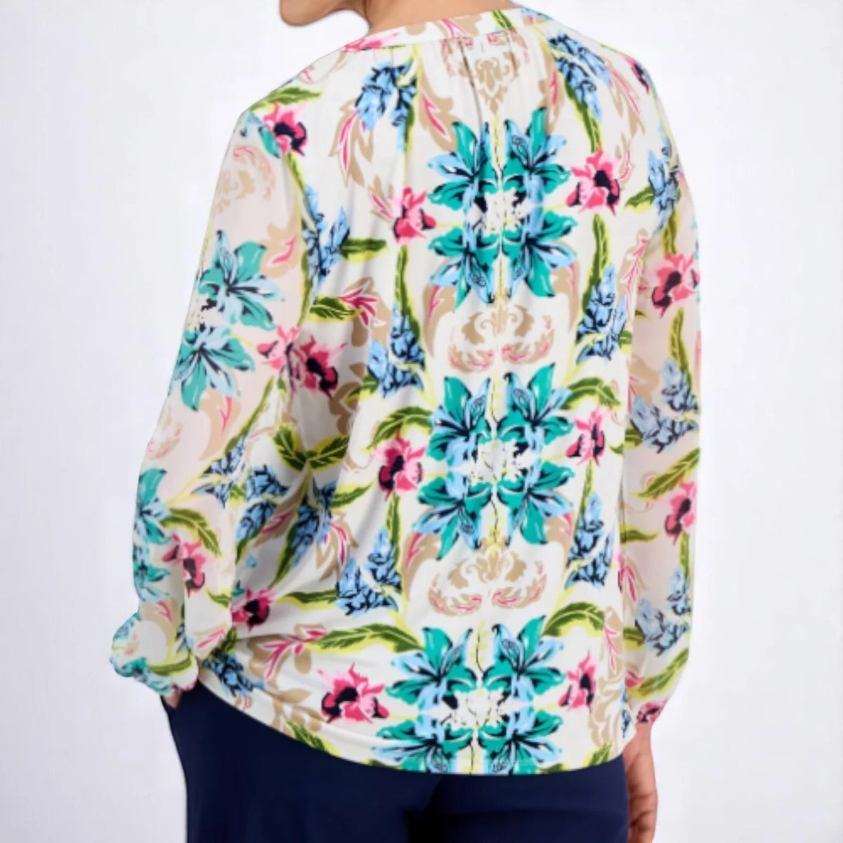 JM Collection Womens Floral Printed Top Blouse NWT