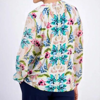 JM Collection Womens Floral Printed Top Blouse NWT