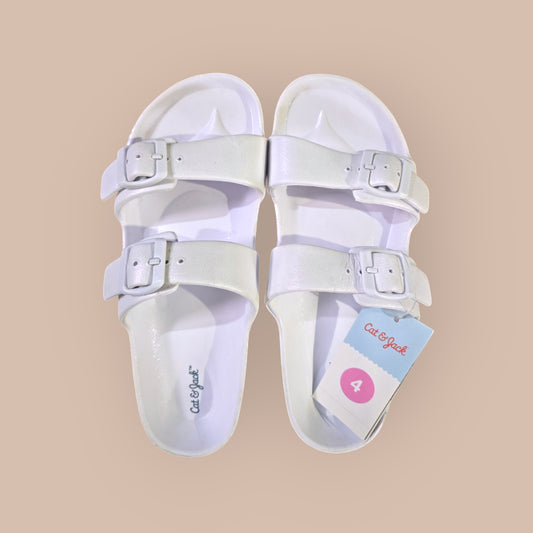 Cat&Jack Girl's White Slip-On Sandals, Size 4