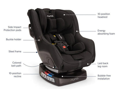 Nuna RAVA Fire Retardant-Free Convertible Car Seat Caviar Color