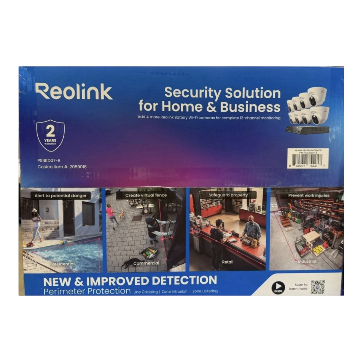 Reolink 4K 12 Channel 4TB Wifi NVR with 8 PoE Wired Security Dome Camera System