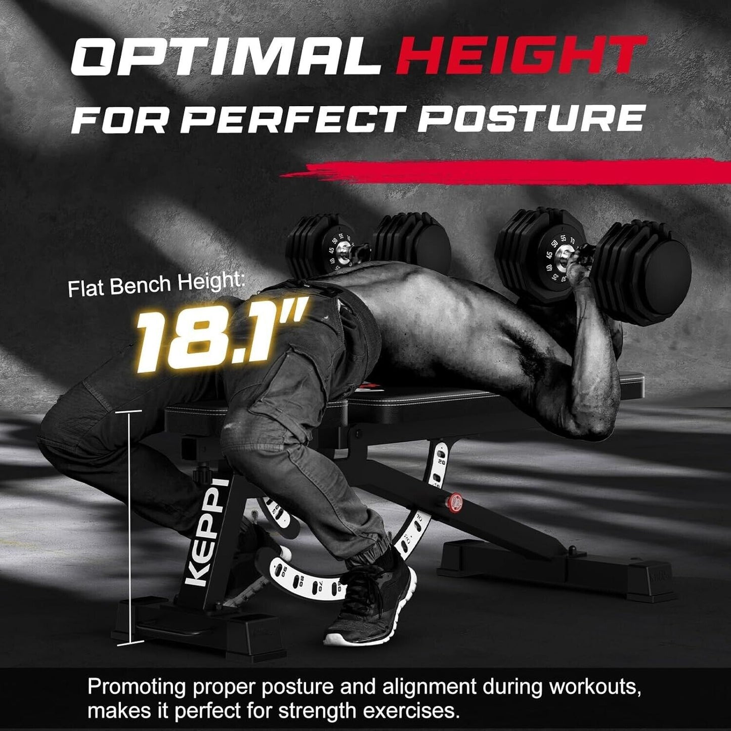 Keppi 1200LB Weight Bench, Heavy Duty Bench1000 PRO, Adjustable Workout Bench