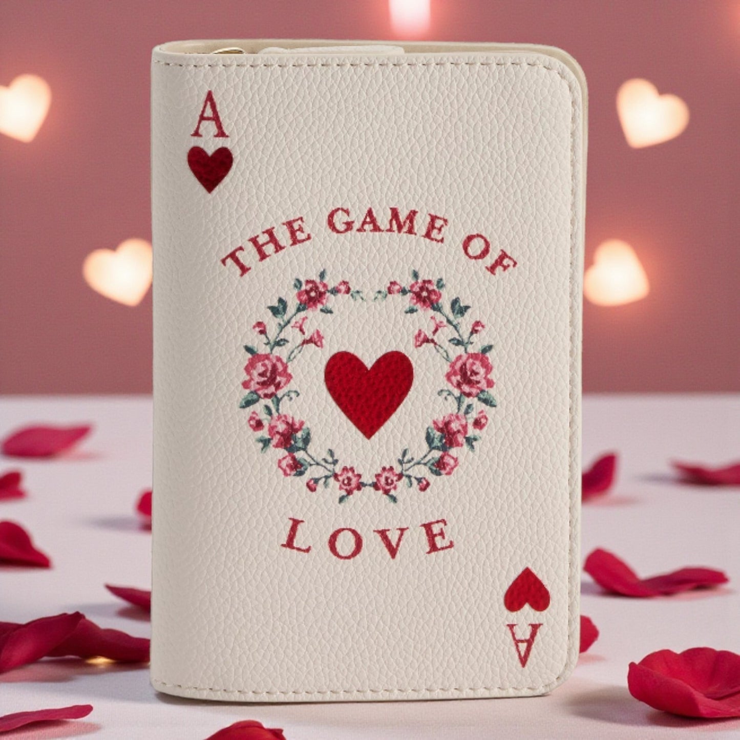 LC Lauren Conrad Ace of Hearts Book Coin Pouch With Floral Heart Design