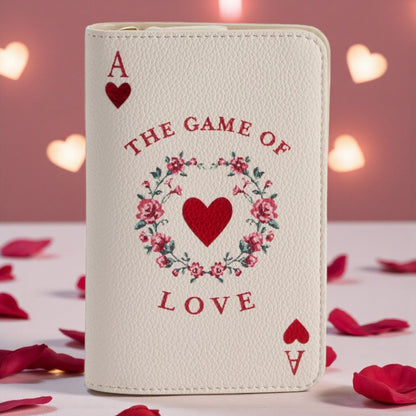 LC Lauren Conrad Ace of Hearts Book Coin Pouch With Floral Heart Design