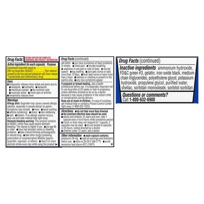 Equate Ibuprofen Softgel Capsules, 200 mg, 20 Count