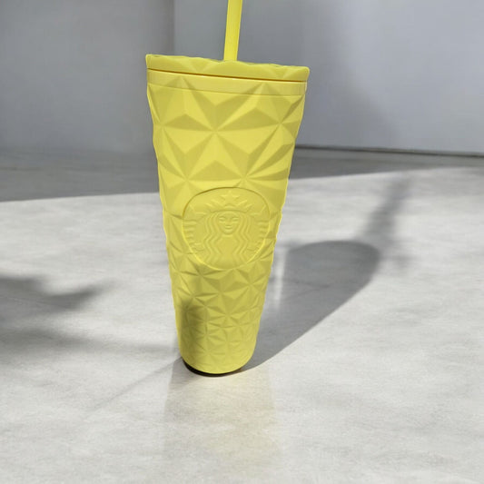 Starbucks 2025 Yellow 24oz Cold Beverage Tumbler with Straw NEW Limited Edition
