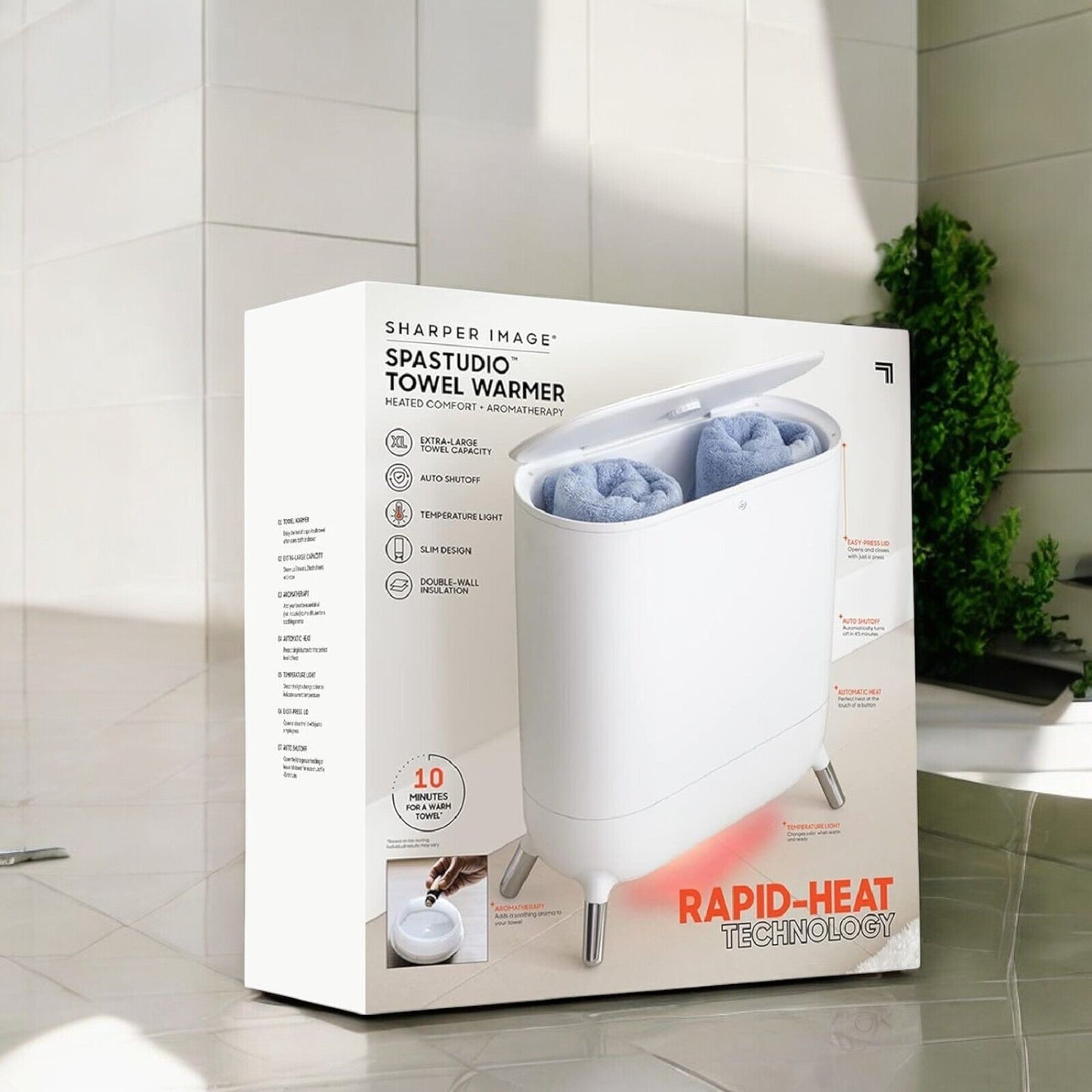 Sharper Image SpaStudio Towel Warmer in White - NEW