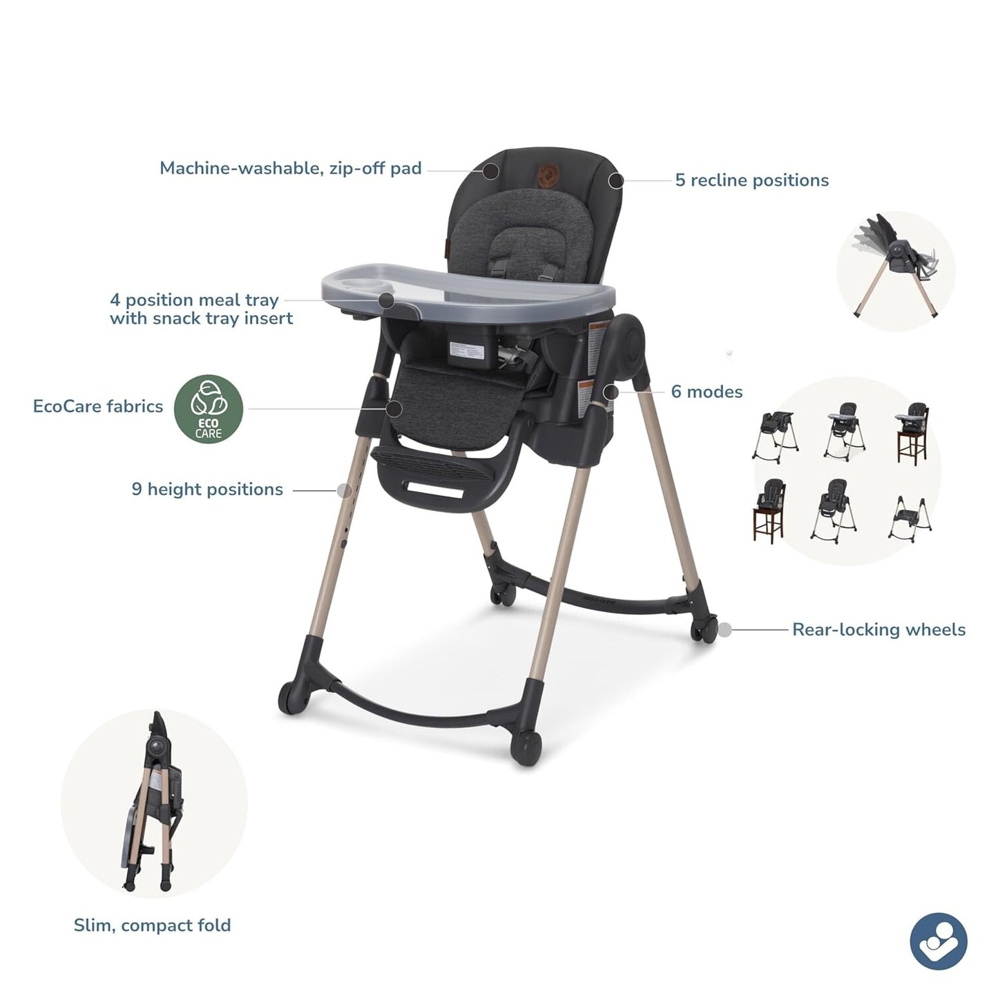 Maxi-Cosi Minla 6-In-1 High Chair - Classic Graphite - Brand New!