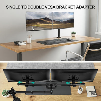 Dual Monitor Wall Mount Single to Double Bracket Adapter Horizontal Assembly ...