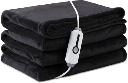 Electric Blanket Twin 62''X84'' Heated Blanket Gray, Ultra Soft Silky Flanne...