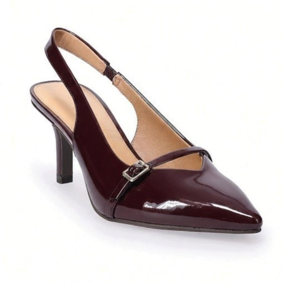 LC Lauren Conrad Daryna Women's Slingback Buckle Heels - Color = Wine