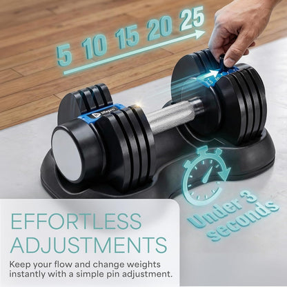 Lifepro Adjustable Dumbbells Set – Quick Adjustment, Set of 2, 5-25 lb ea