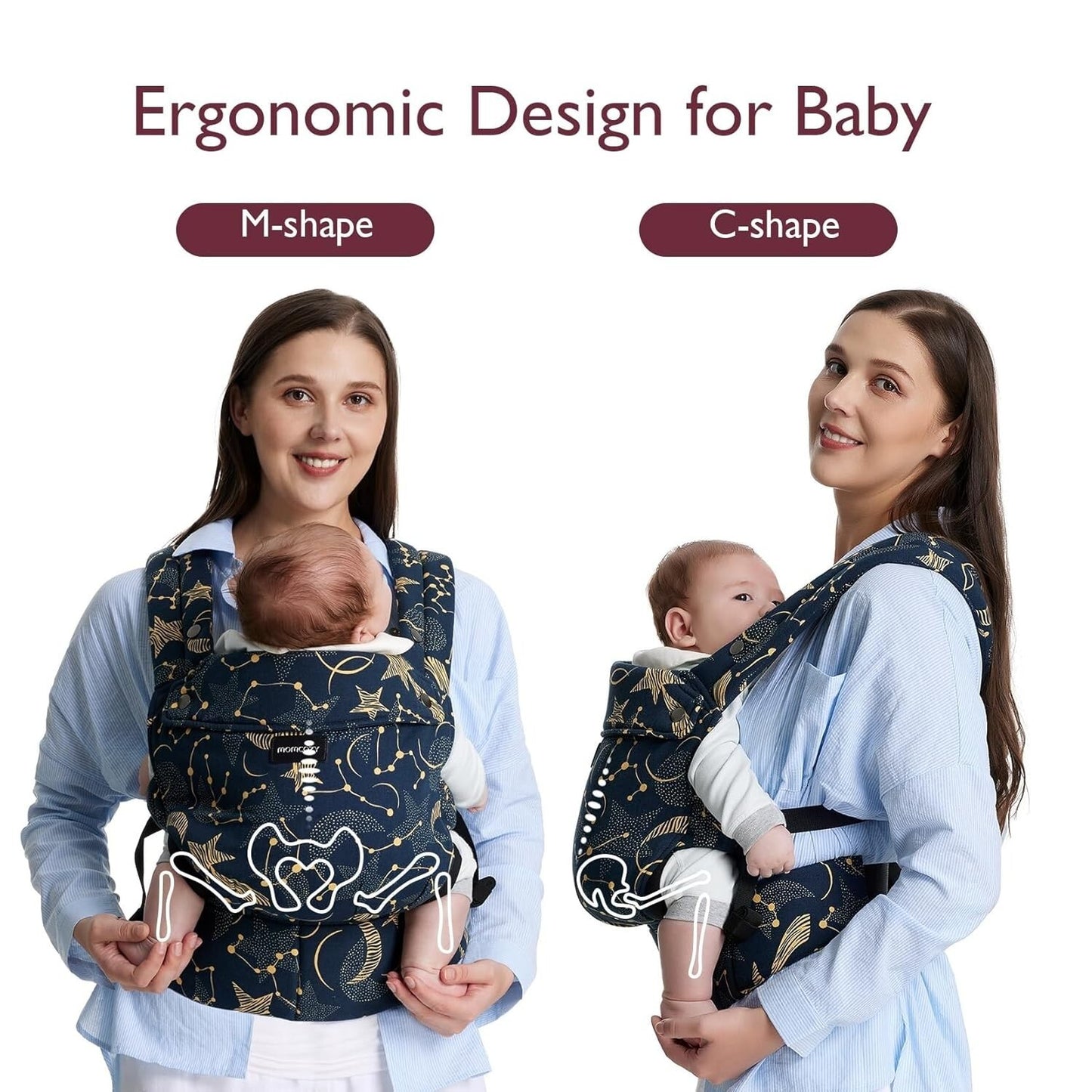 Momcozy Baby Carrier Ergonomic Cozy and Lightweight Carrier for 7-44lbs, Black