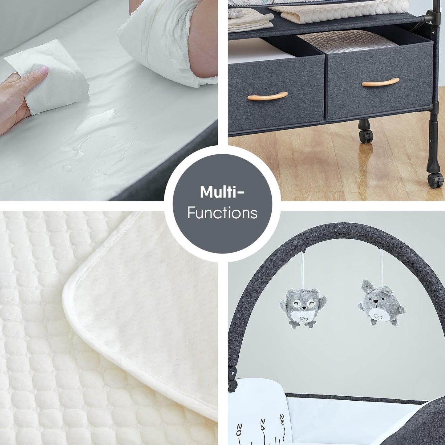 Portable Baby Changing Table with 2 Storage Baskets, Foldable Changing Table ...