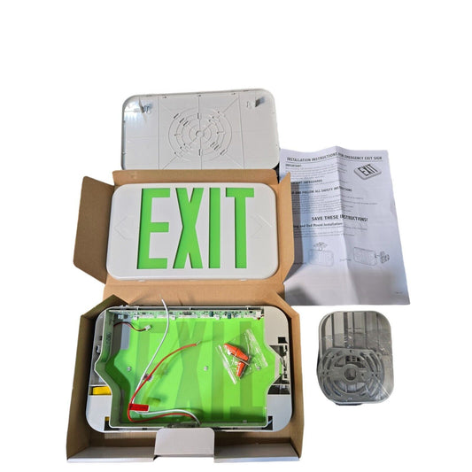 Double side Exit sign, back-up battery LED Light 7”x12”  Green, EZRXTEU2GWEMSDT
