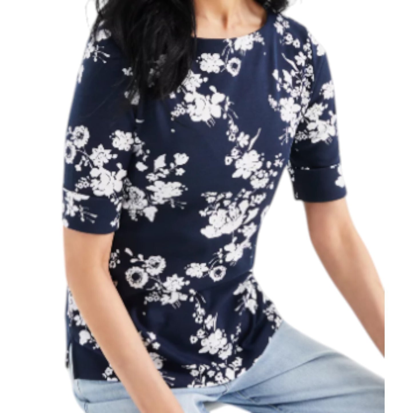 Style&co Women's Floral Print short Sleeve Top NWT