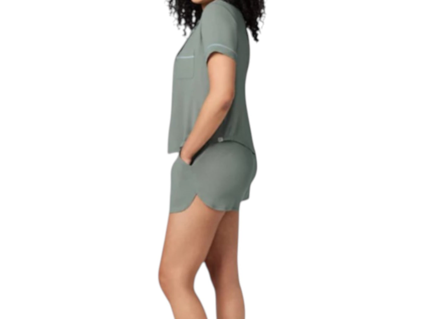 Gap 2 Piece Pajamas Set Women’s Sz Large Black Shorts Button Top Rayon Stretch