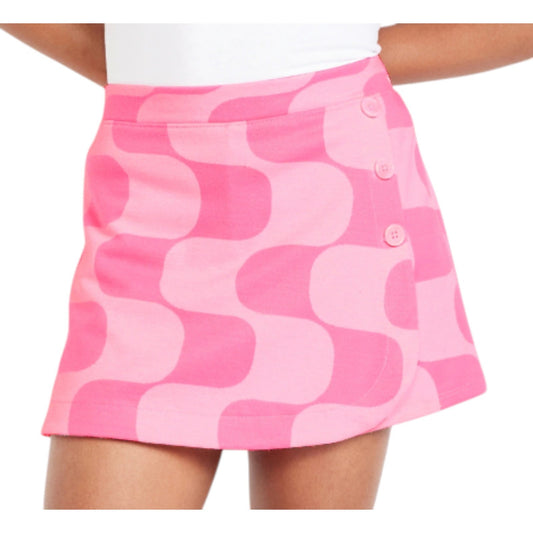 Old Navy Girls Pink Printed Wrap-Front Jacquard-Knit Skort for Girls