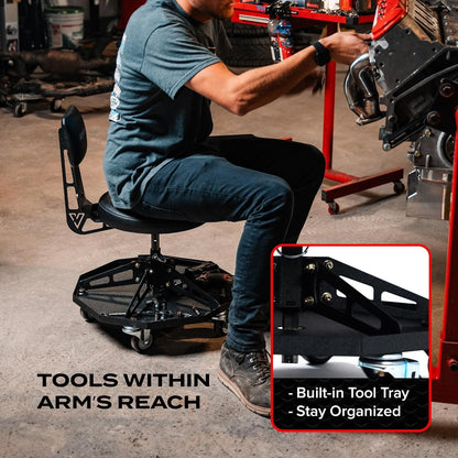 Vyper Robust Steel Sport Shop Chair for Mechanics, Automotive, DIY - 300 lb C...