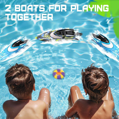 BEZGAR TX2P1, 2 Packs 30 KPH RC Boats with Suitcase - 2 Boats & Remotes Included