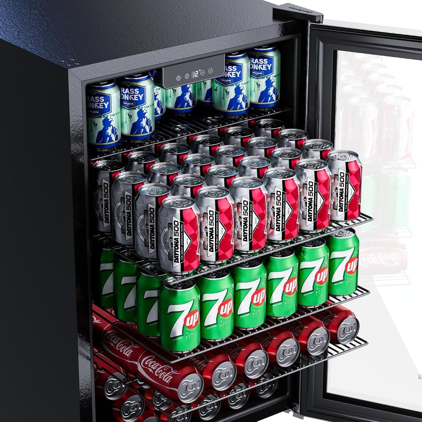 Honeywell Beverage Refrigerator and Cooler, 142 Can Mini Fridge with Glass Door