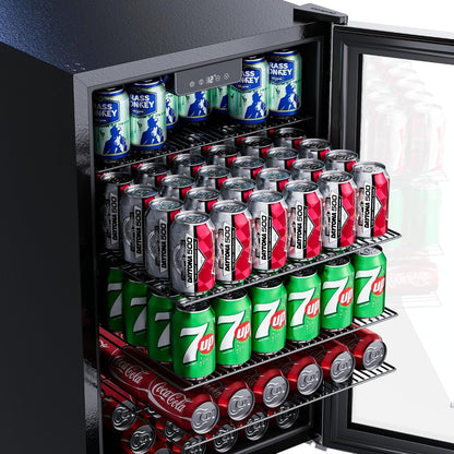 Honeywell Beverage Refrigerator and Cooler, 142 Can Mini Fridge with Glass Door