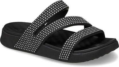 Crocs Getaway Gems Strappy Black Rhinestone Slide Sandals Womens 9 - 212584-001