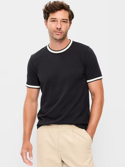 OLD NAVY Men's Crew Neck Trim Ringer Pique T-Shirt Tee NWT, Many colors & Sizes