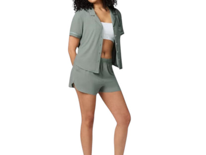 Gap 2 Piece Pajamas Set Women’s Sz Large Black Shorts Button Top Rayon Stretch