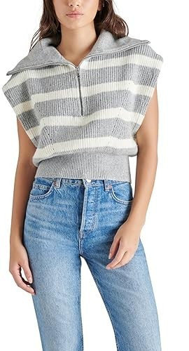 Steve Madden Women's Apparel Marant Sweater Grey and White